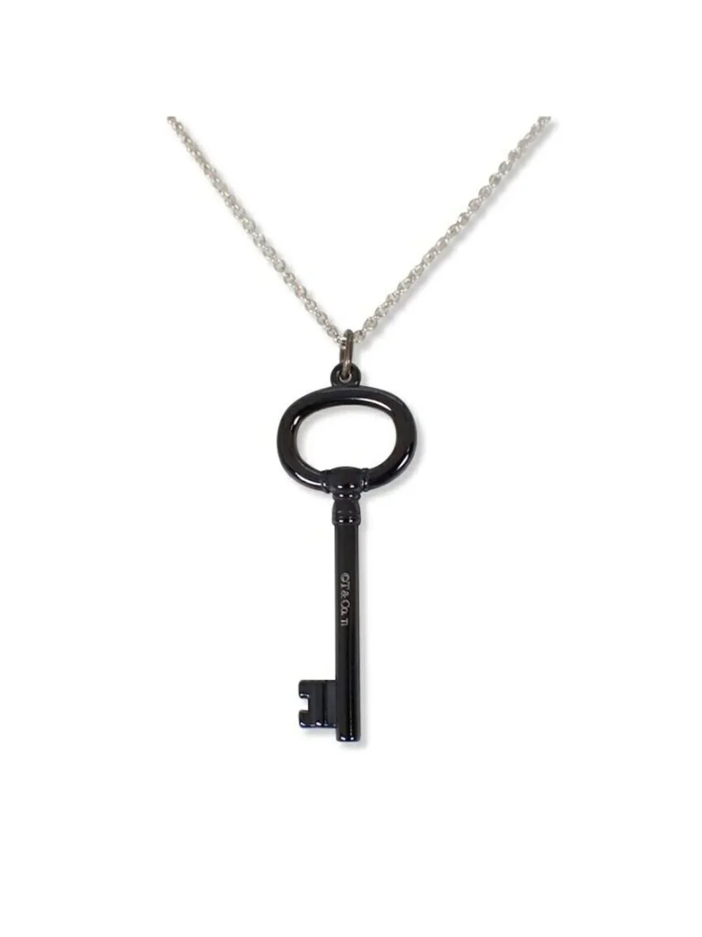 Tiffany & Co 925 Titanium Key Pendant Necklace